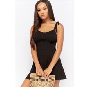 Mock Button Fit & Flare Mini Dress